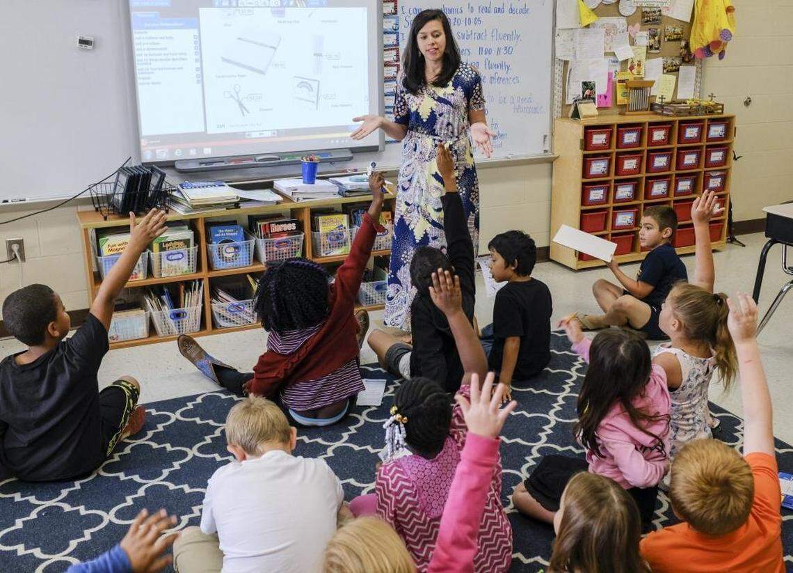 FILE -- Whitney Glenn, Horry County Schools 2017 Teacher of the Year, teaches her second grade class at Pee Dee Elementary.
