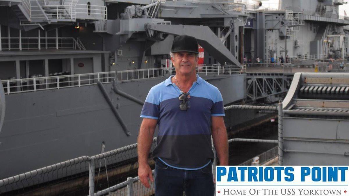 Mel Gibson visited the USS Laffey at Patriots Point, S.C., Saturday.
