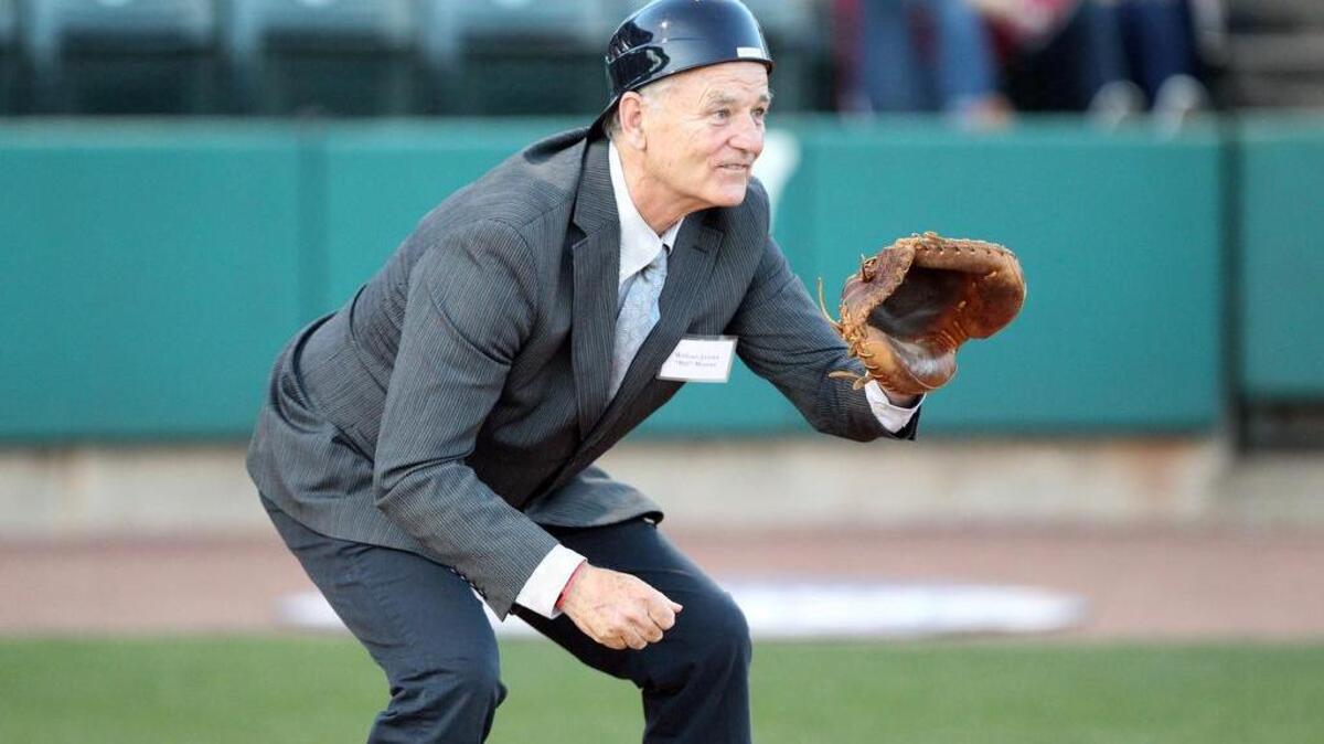 Actor Bill Murray caught the ceremonial first pitch Thursday at Joseph P. Riley Jr. Park in Charleston April 7. Murray is scheduled to sing at game 3 of the World Series Friday night.