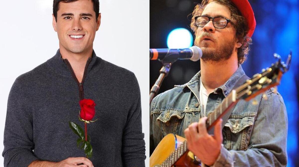 At left, Ben Higgins, the latest bachelor on the ABC romance competition series "The Bachelor," airing Mondays on ABC; at right, Amos Lee.