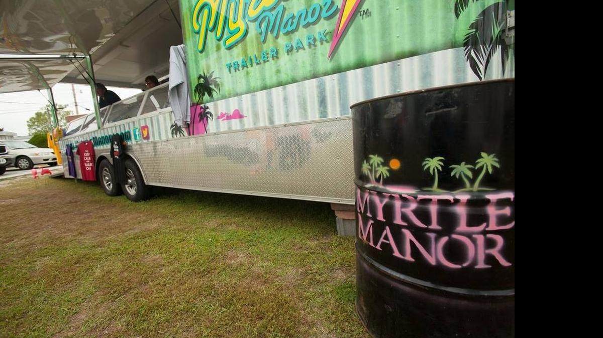 
The merchandise trailer on the set of “Myrtle Manor”
