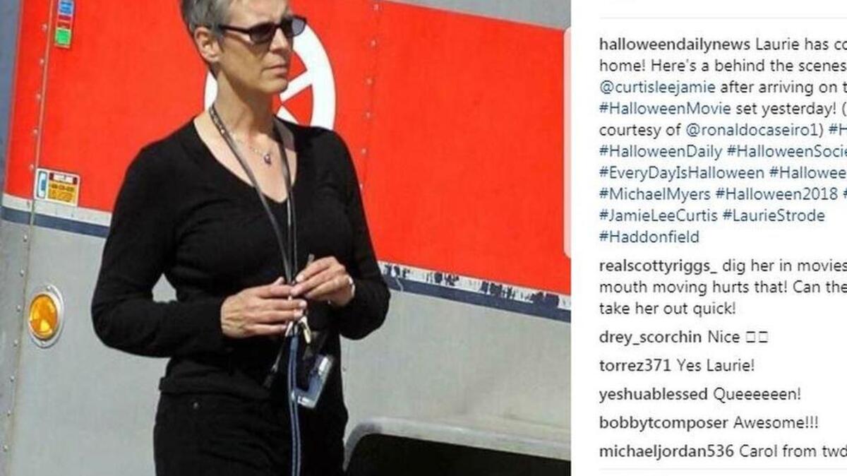 Jamie Lee Curtis after arriving on the set of the new ‘Halloween’’movie in North Charleston.