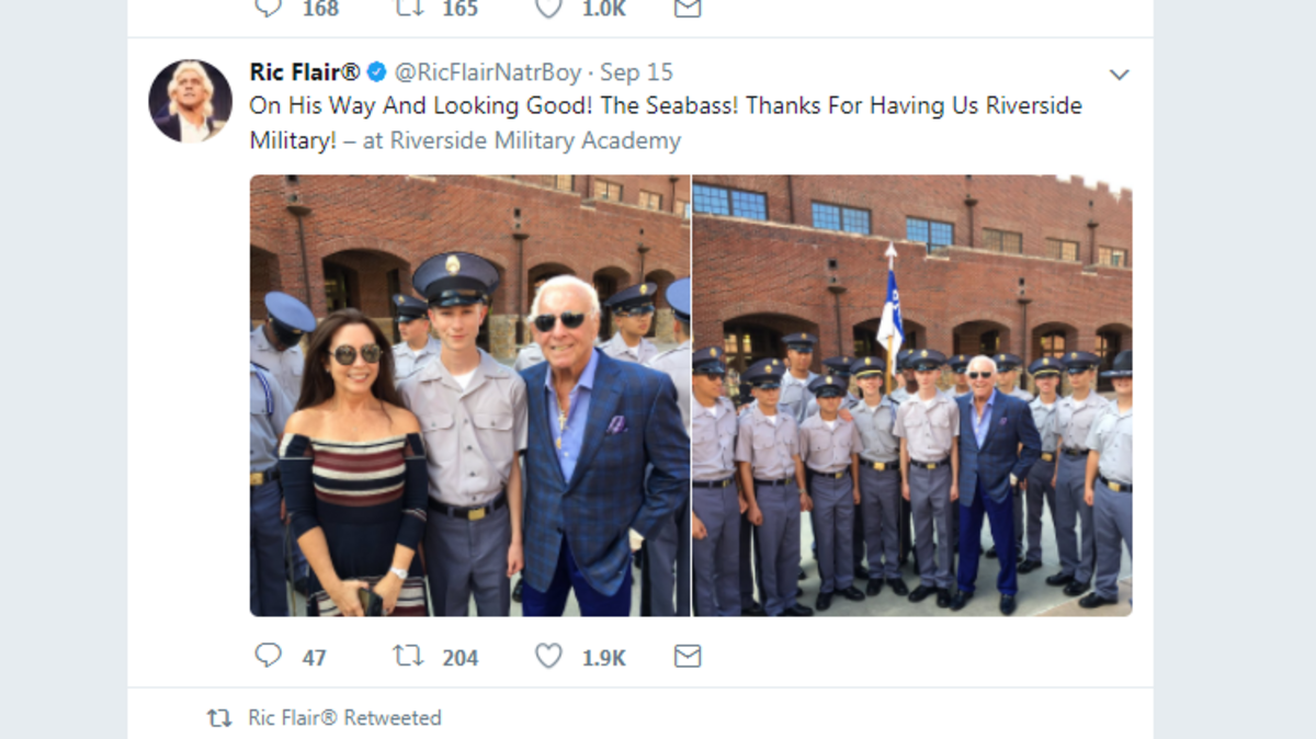 Professional wrestling icon Ric Flair made his first public appearance since falling ill a month ago from a mysterious life-threatening illness.