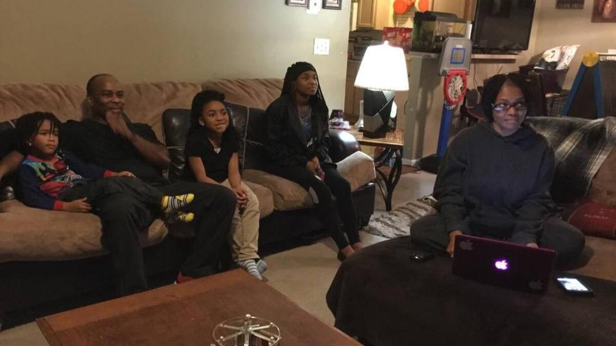 Lee Jean Jr.'s family watch him perform on "American Idol" on Feb. 4 at their Bluffton home.