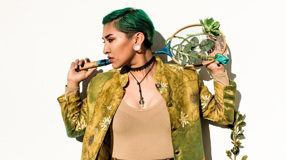 Nikki Gonzalez models Ginevra Hardin’s designs. Hardin will have her debut show, “Ginevra Hardin: A Year in Style,” on Thursday, Dec. 21, at Tapp’s Arts Center.