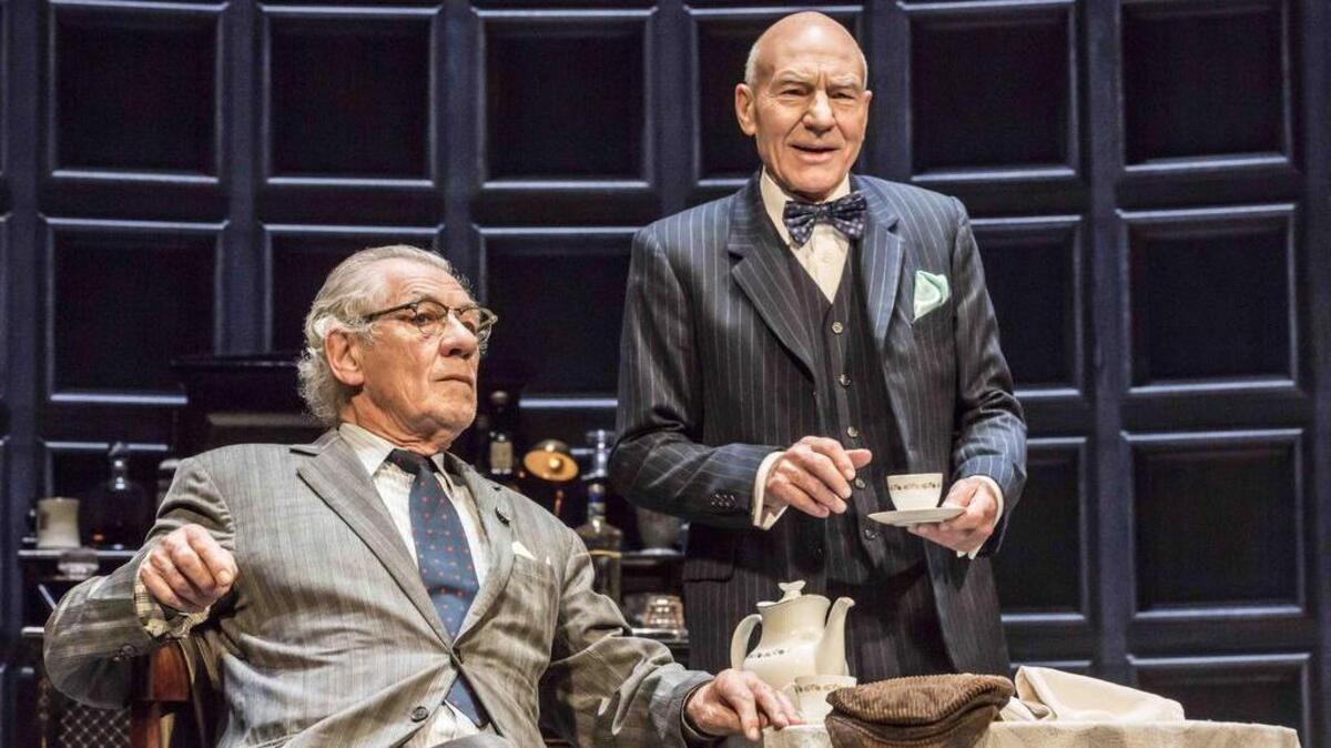 Ian McKellen, right, and Patrick Stewart star in “No Man’s Land.” Harbison Theatre at Midlands Technical College will screen the National Theatre Live performance on Tuesday, Nov. 7.
