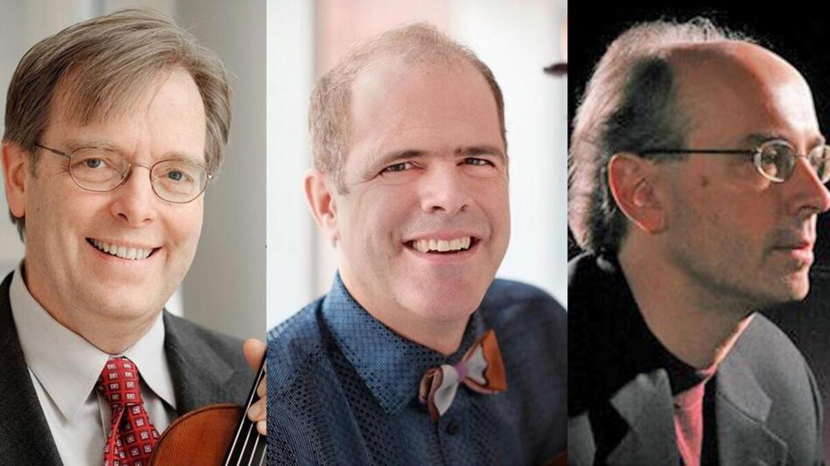 From left, violinist Kevin Lawrence, cellist Brooks Whitehouse and pianist Phillip Bush make up Black Mountain Trio.