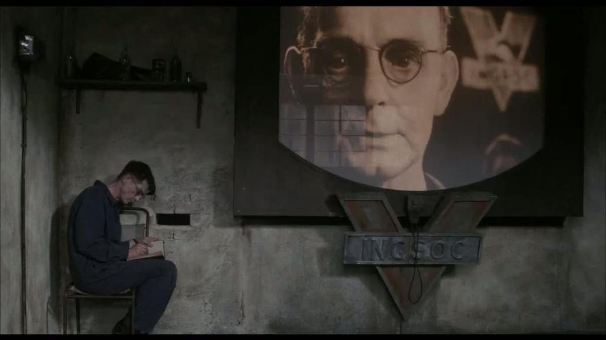 John Hurt, left, is shown in a scene from “1984.”