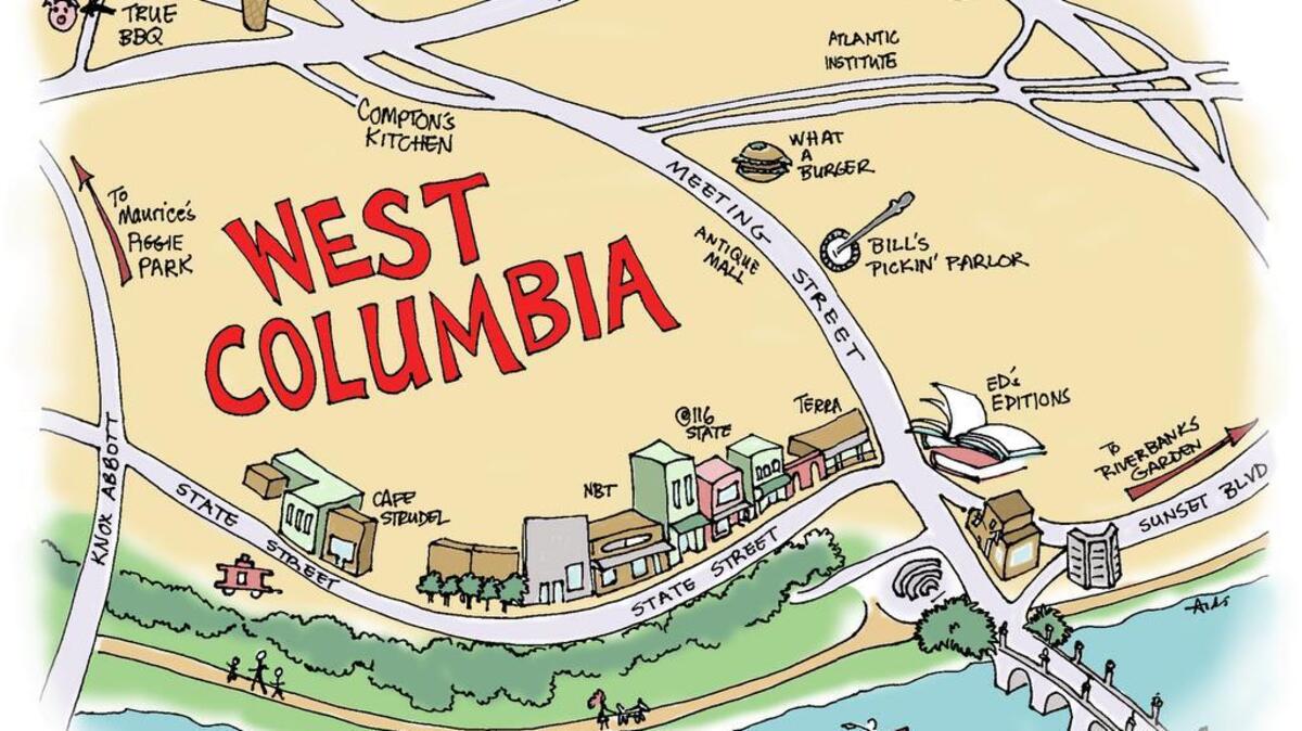 West Columbia map illustration
