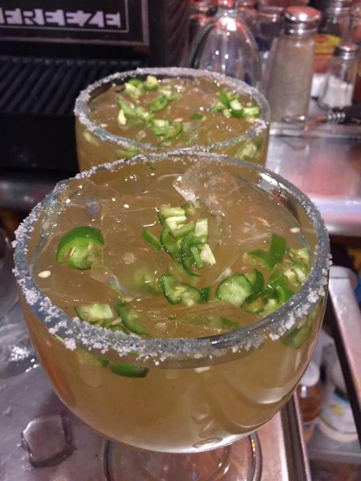 A full bar offers such drinks as spicy jalapeno margaritas.
