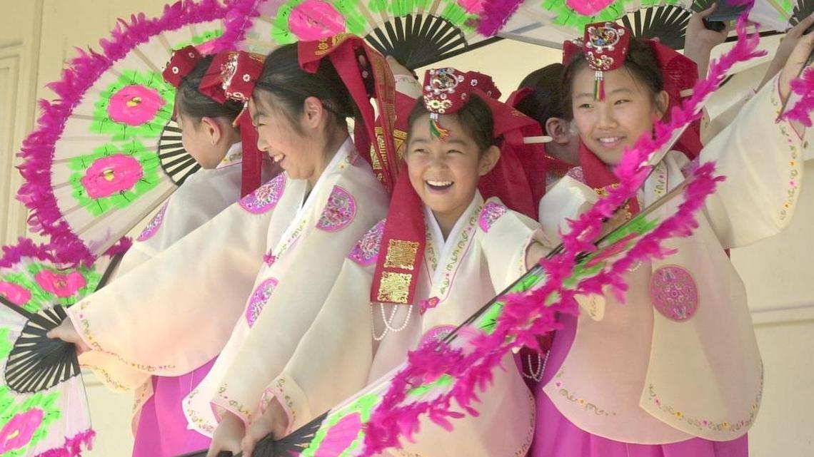 Dancers with the Korean Children’s Folk Dancers perform in a past festival.