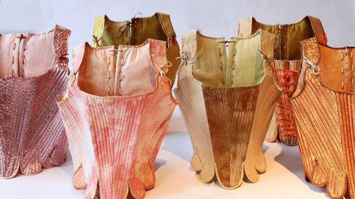 Corsets from Kristy Bishop’s exhibtion, “Bound” at 701 Center for Contemporary Art.
