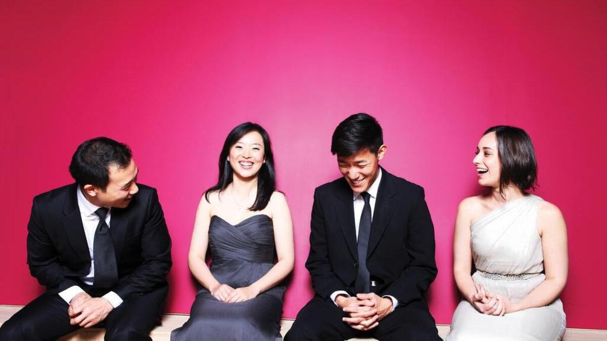 The Parker Quartet is Kee-Hyun Kim, Ying Xue, Daniel Chong and Jessica Bodner.