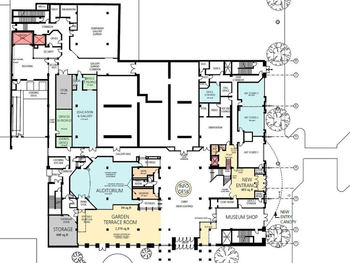 Floor plan for the first floor renovations at the Columbia Museum of Art.