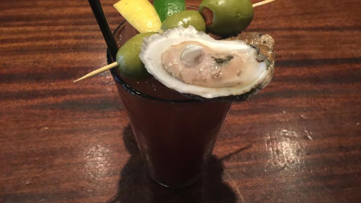 Pearlz’s bloody mary includes Guinness beer – to make it smoother – and an oyster on top for garnish.