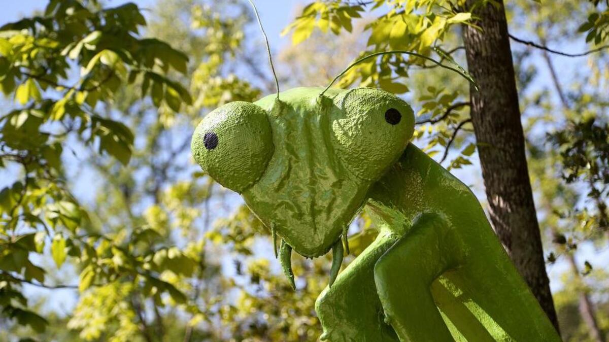 A sculpture in Waterfall Junction, an interactive garden at Riverbanks Zoo and Garden.