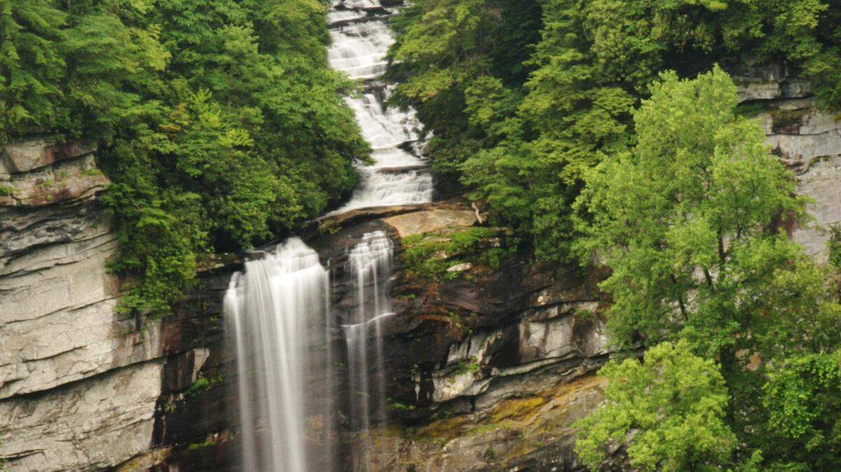 At 400 feet, Raven Cliff Falls are the highest in South Carolina. The trail to the falls, located in Caesars Head State Park, is a moderate 2.2-mile hike.