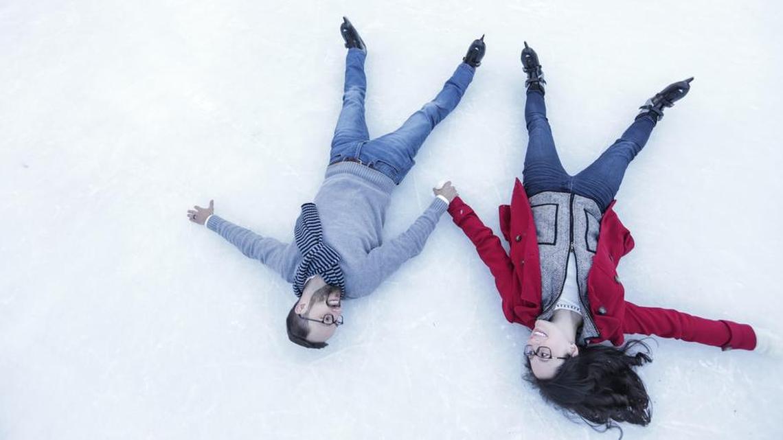 Stani and Lee Day at Main Street Ice in downtown Columbia.