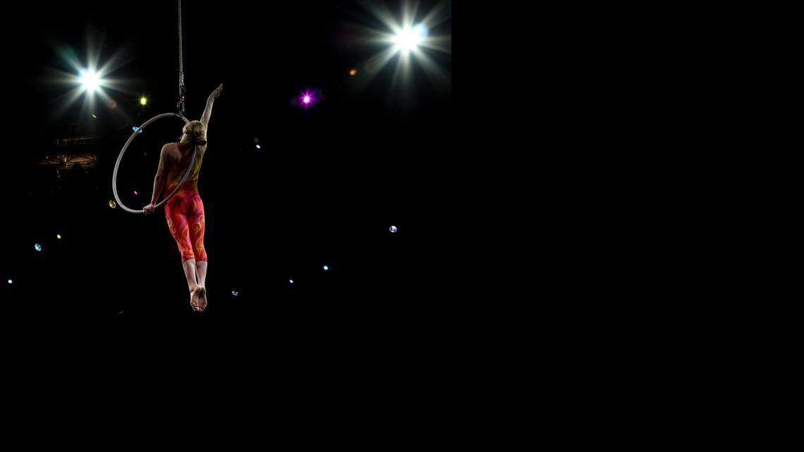 
Samantha Pitard performs during the all access pre-show at Thursday's performance of the Ringling Bros. & Barnum & Bailey Circus. 
