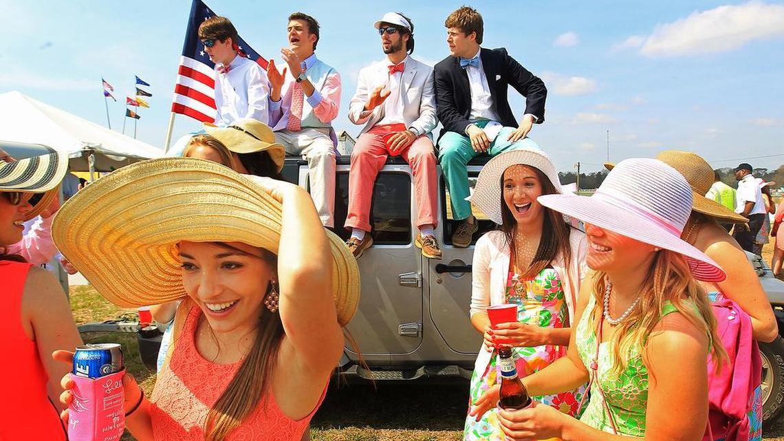Folks hang out in the infield at the Carolina Cup in Camden.