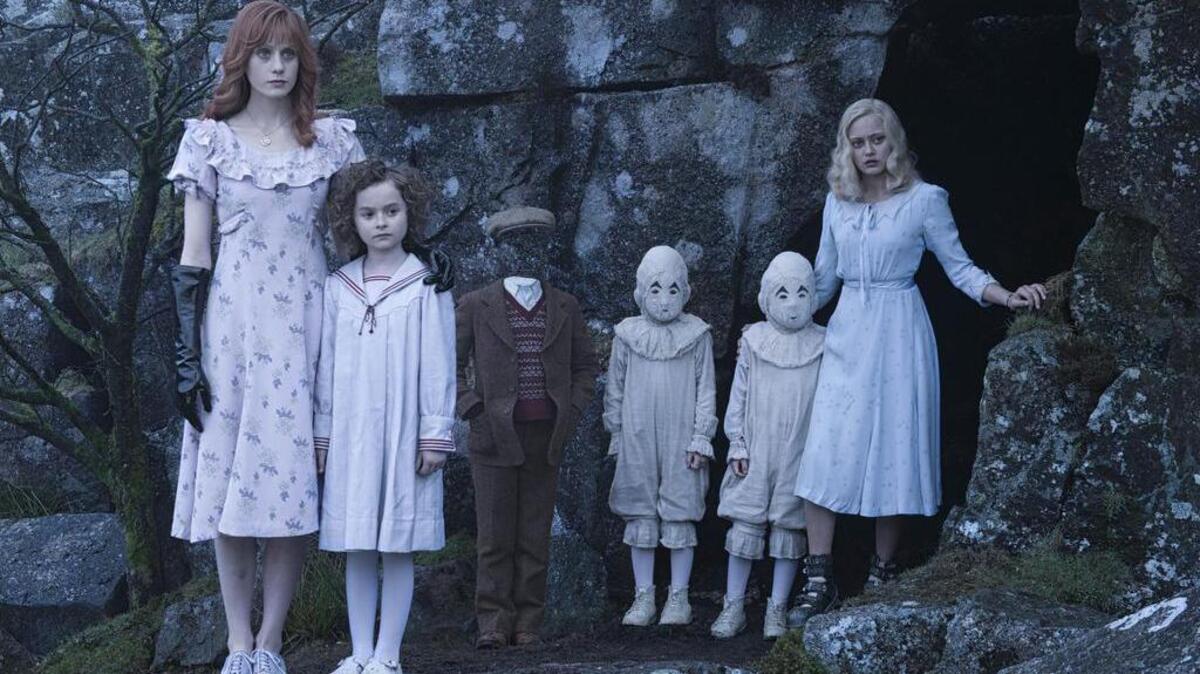Meet some of the very special “Peculiars” – from left, Olive (Lauren McCrostie), Bronwyn (Pixie Davies), Millard (Cameron King), the twins (Thomas and Joseph Odwell) and Emma (Ella Purnell).