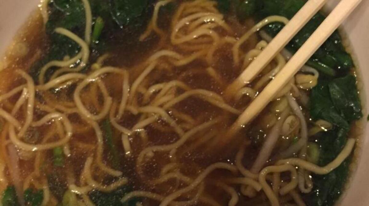 The goal is to eat much of the content of the bowl with the chopsticks and then enjoy the broth with the spoon.