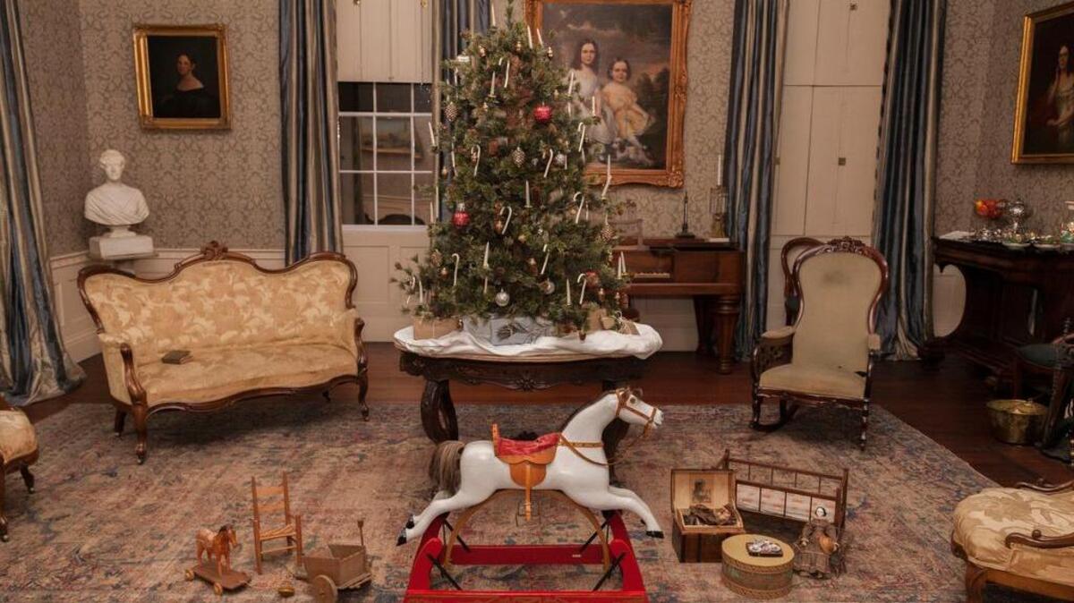 A Christmas tree is surrounded by toys.