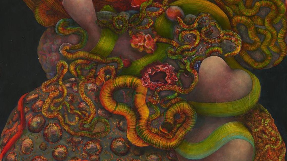 Melissa Gwyn, Fabergenic (aggregate) 2, 2015, 22”x26”, oil sketch on paper