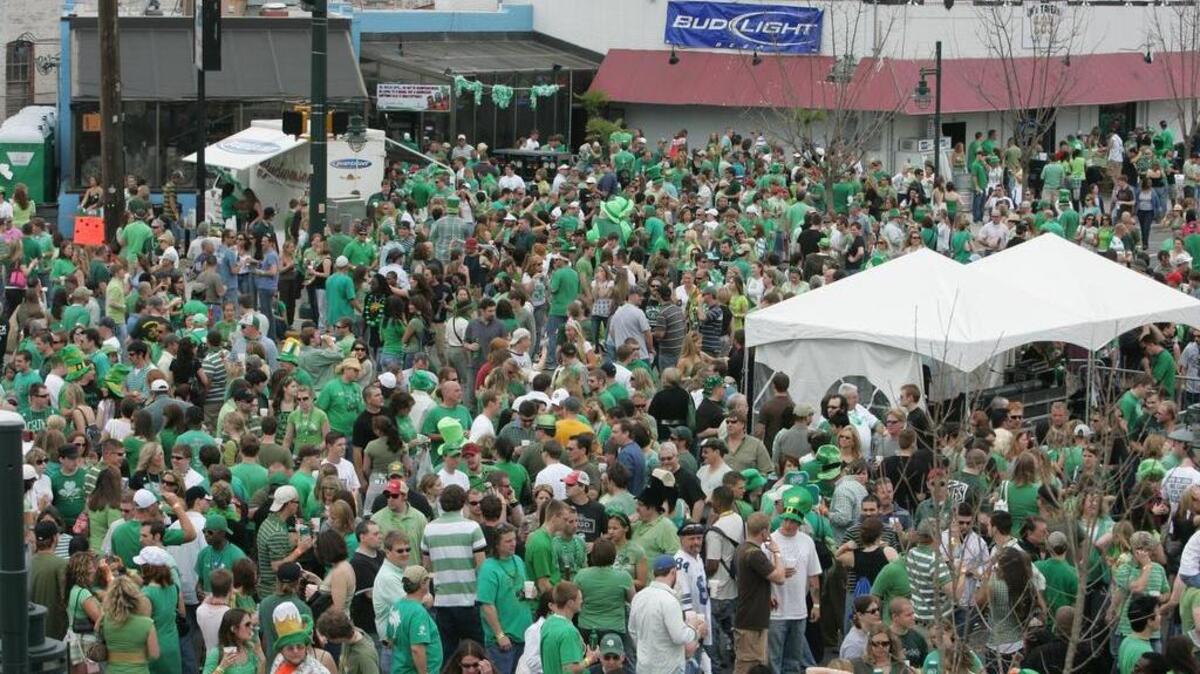 Crowds fill the streets of Five Points in downtown Columbia during the annual St. Pat's in Five Points celebration.