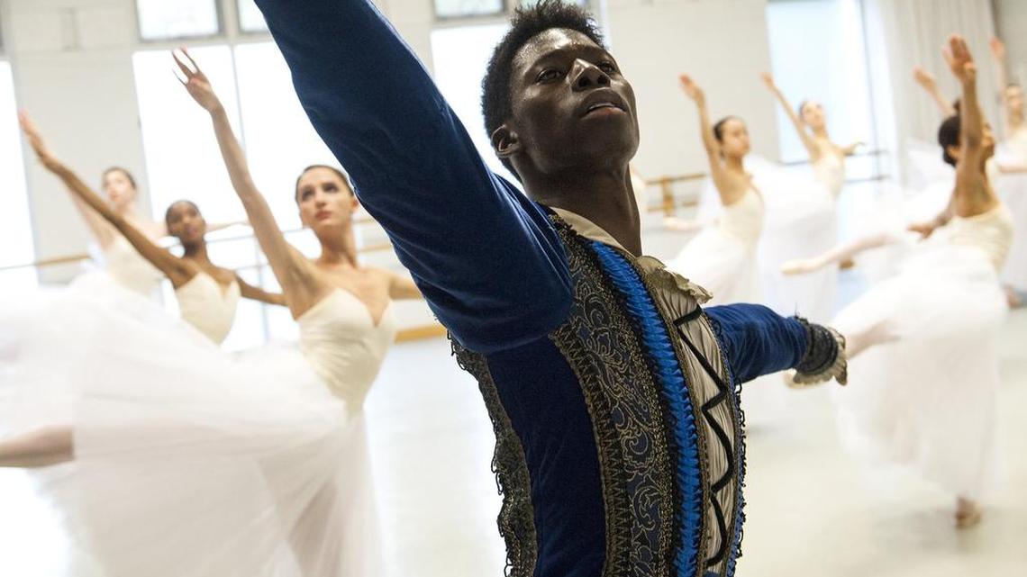 Brooklyn Mack, shown here during a practice in 2013 with Washington Ballet, will dance in Columbia this weekend.