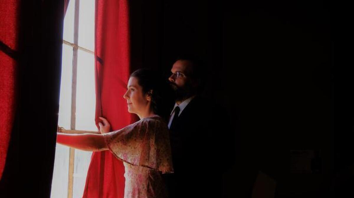 Krista Forster and Alex Smith are shown in a scene from “A Bright Room Called Day,” opening Friday, Jan. 19, at Trustus Theatre.