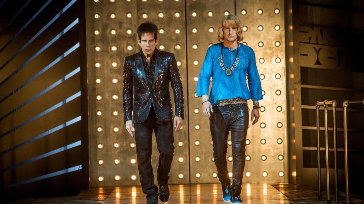 Ben Stiller, left, plays Derek Zoolander and Owen Wilson plays Hansel in “Zoolander 2.”
