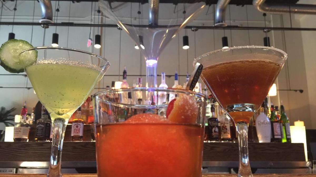 From left, the Cucumber martini, a bacon old fashioned and the Mochachino martini