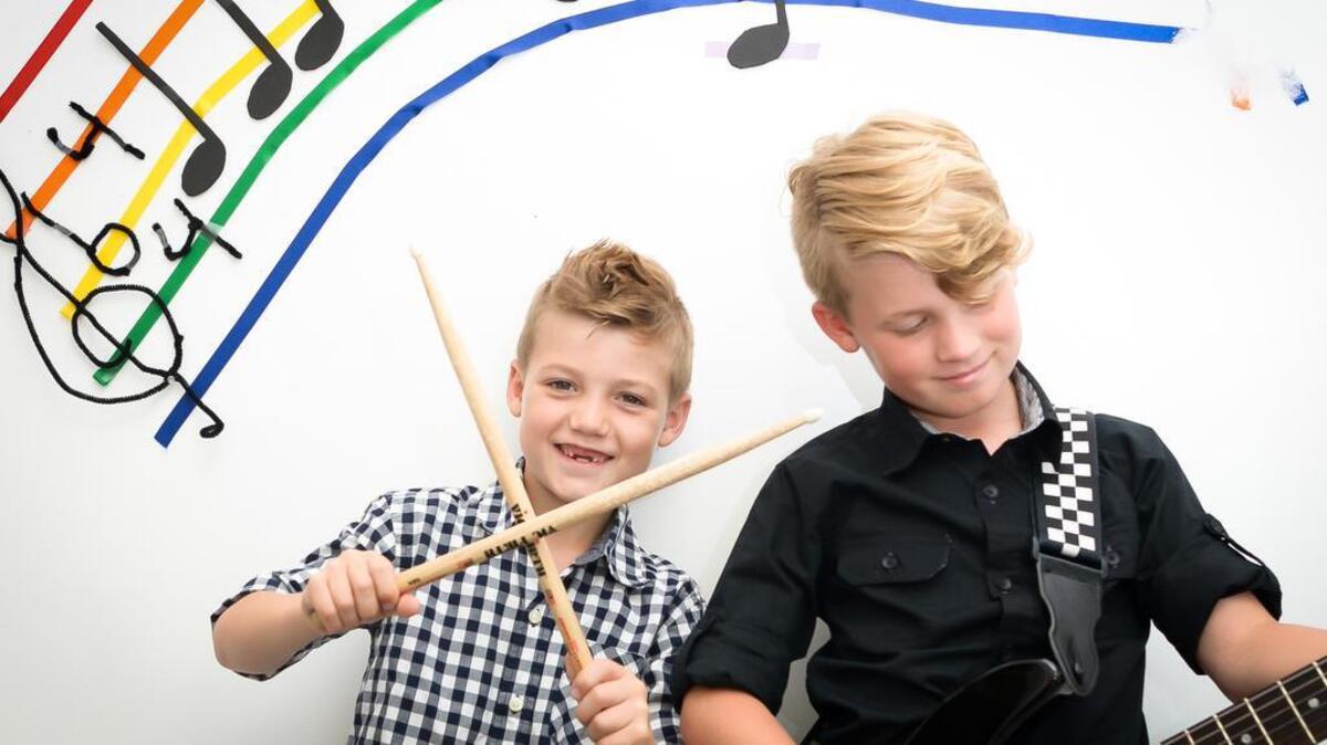 
Gabe and Evan Sansbury rock out at Columbia Arts Academy. The school is having an appreciation weekend with Jam Room Recording Studio Aug. 7-9.

