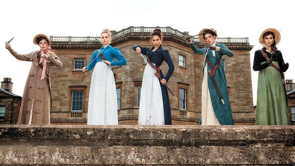 The women of “Pride and Prejudice and Zombies” prepare to do battle.
