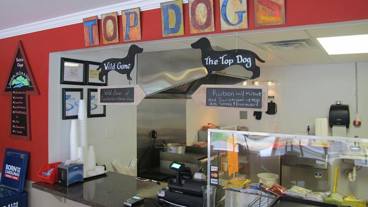
Top Dogs offers traditional dogs, and not-so-traditional dogs – even one with a wild game topping.
