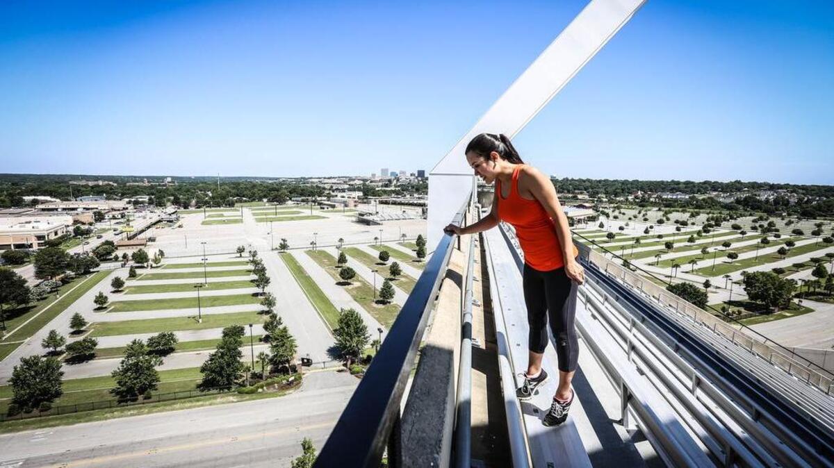 Jane Moon Dial confronts her fear of heights from the top of Williams-Brice Stadium.