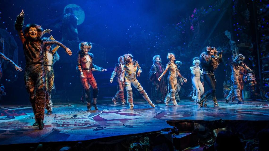 The cast of ‘Cats’ perform on stage at the first-ever revival of Andrew Lloyd Webber's iconic play on Broadway on July 31, 2016 in New York City.