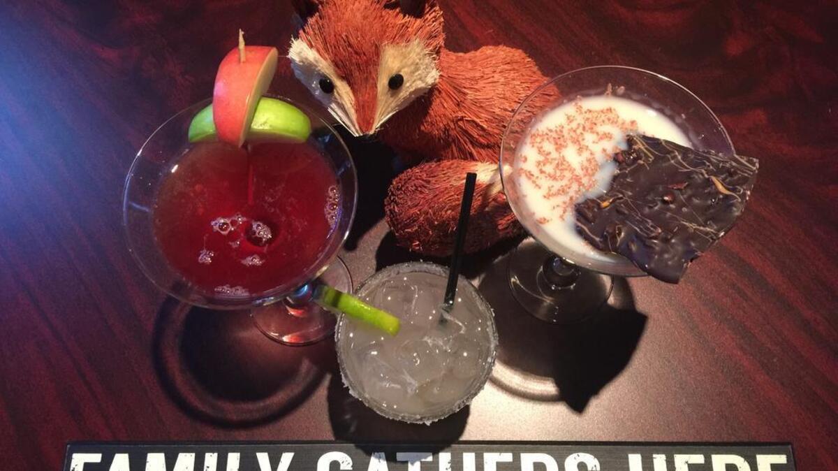 Foxfield drinks, from left, include a Washington Apple martini, a Sparkling Salty Dog and a German Chocolate Cake martini.