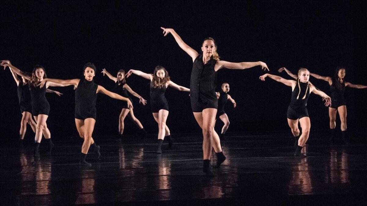 Dancers perform “Naked” by (current) senior dance major John L. Green II at the Fall 2017 Choreography Showcase. Green will choreograph a new work for the 2018 Showcase.