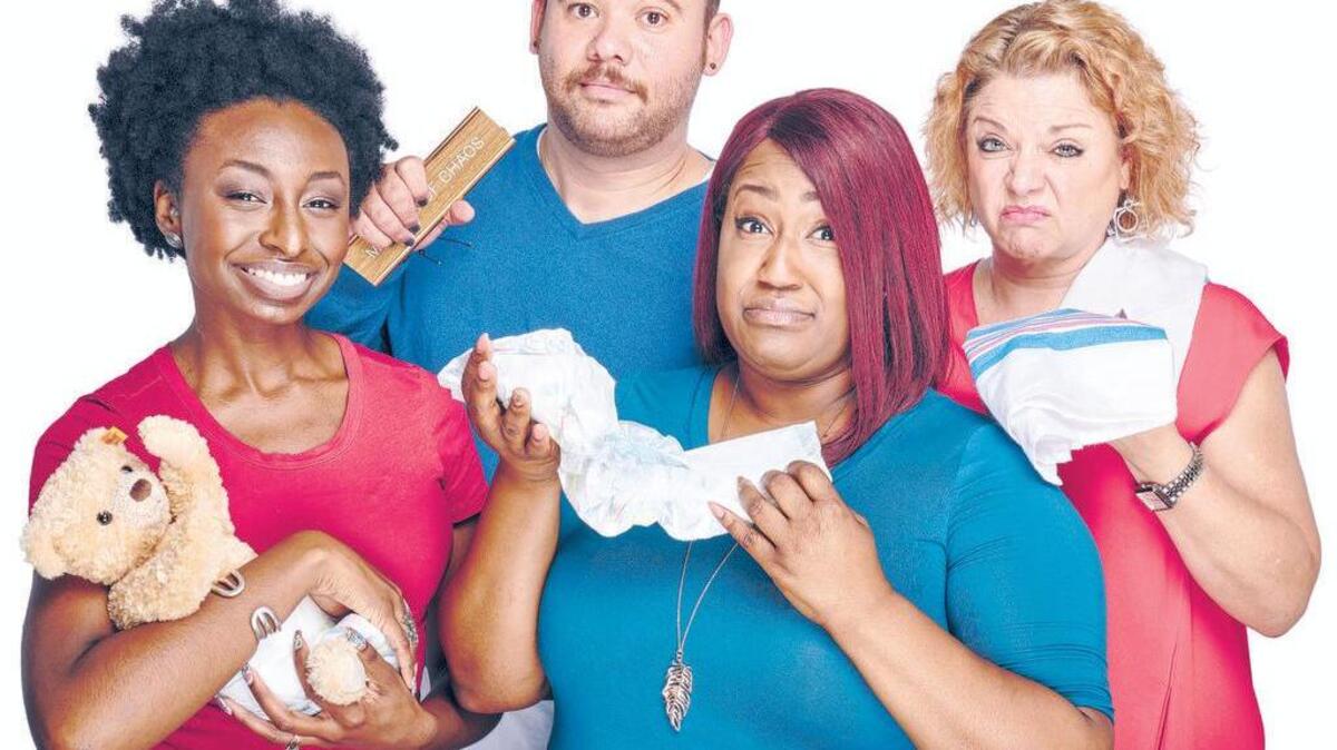 The cast of Motherhood Out Loud, which runs Aug. 2-10 at Columbia Children’s Theater.