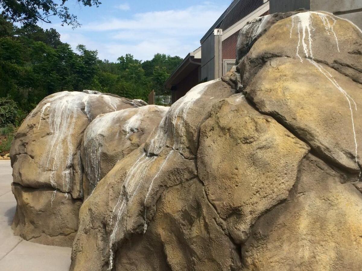 The rocks outside Sea Lion Landing are decorated with faux seagull poop.