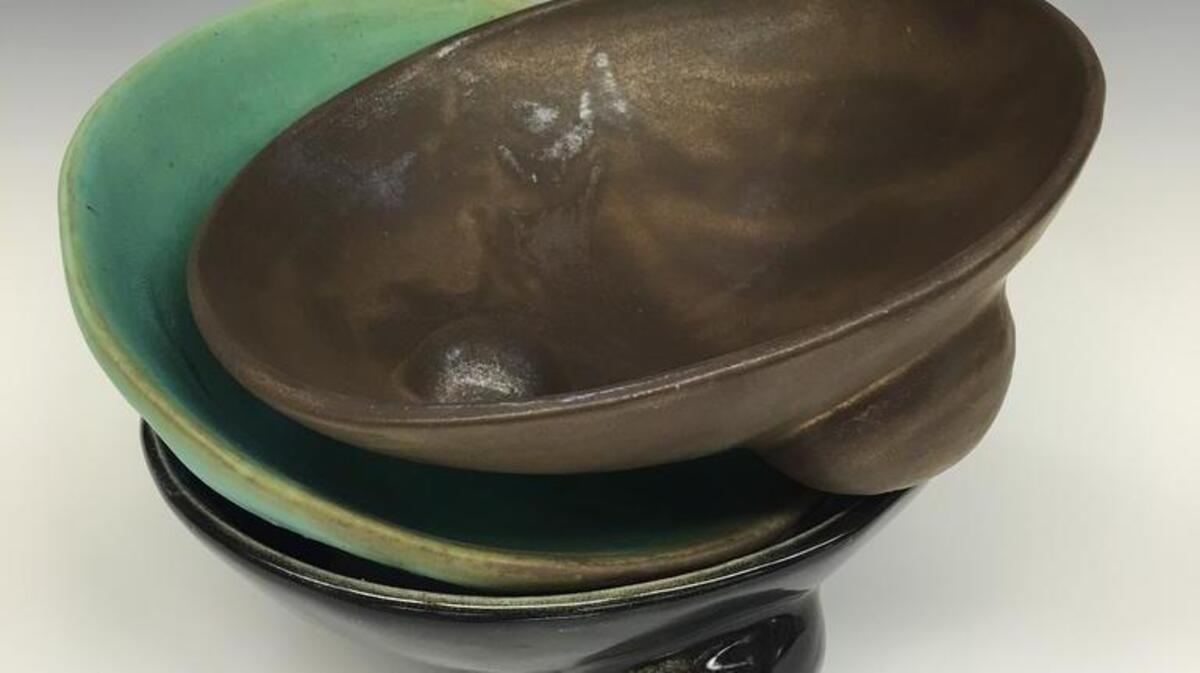 Bowls by ceramics artist and USC professor Virginia Scotchie for the Experimental Gastronomy dinner in in Saratoga, California.