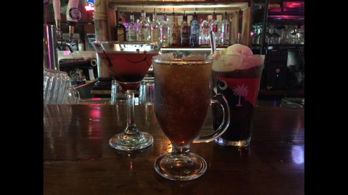 
Yesterday’s cocktails, from left, include the Gamecock Martini, Yesterday’s Sap and Swamp Cabbage Porter Float.
