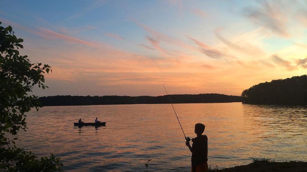 Dreher Island State Park, on Lake Murray, loans visitors fishing tackle. Dreher is a great choice for camping on the water.