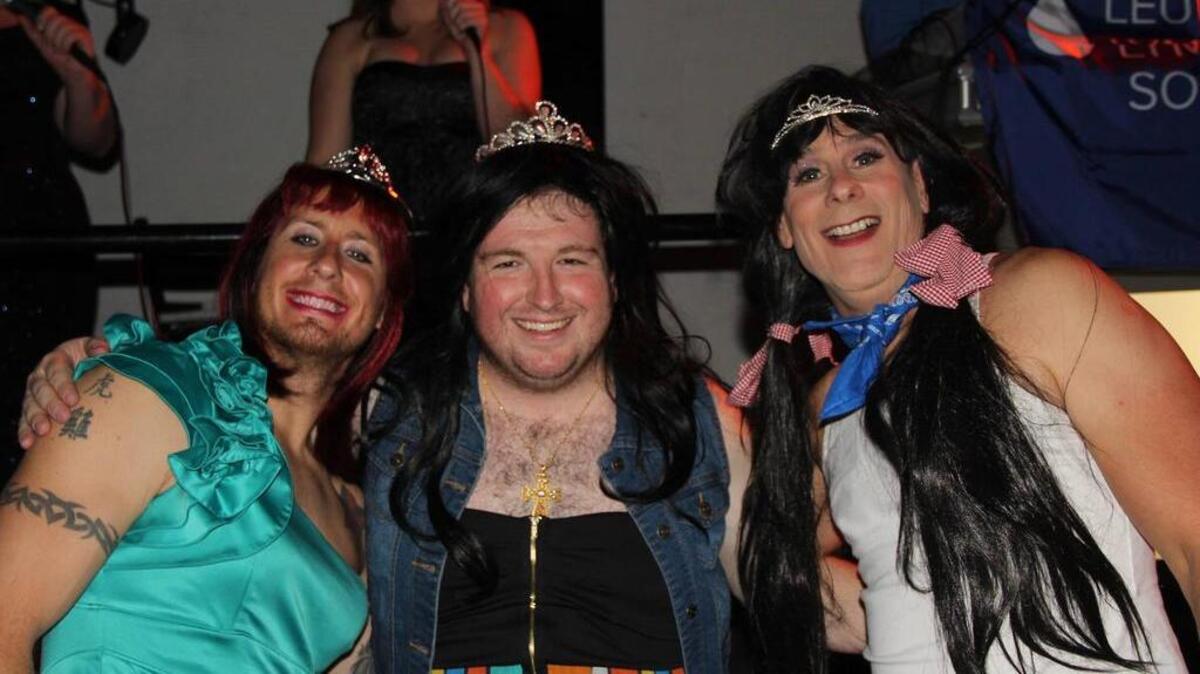 Men compete in a previous Woman-Less Beauty Pageant hosted by the Cayce-West Columbia Jaycees.