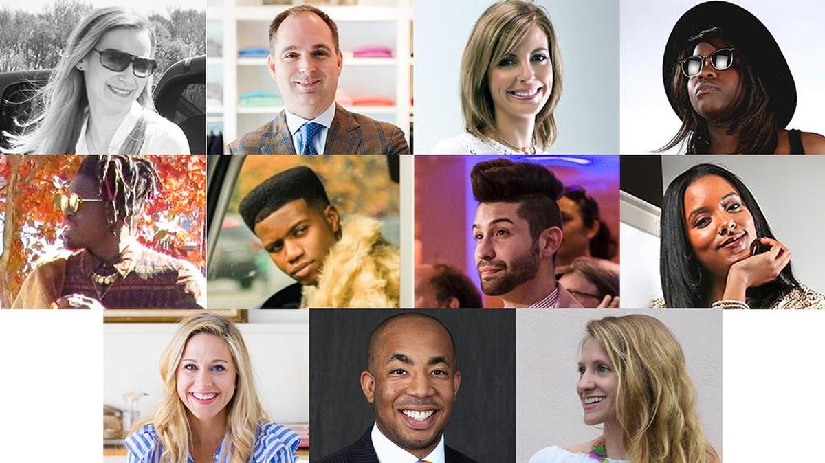 Columbia trendsetters include top row from left, Anne Wolfe Postic, Brent Skinner, Brynley Farr, Deborah Adedokun; second row, Demetrius Seimilien, Lee Livingston, Mario Guevara, Megan Pinckney; bottom row, Nicole Storey, Sam Johnson, and Tabitha Ott.