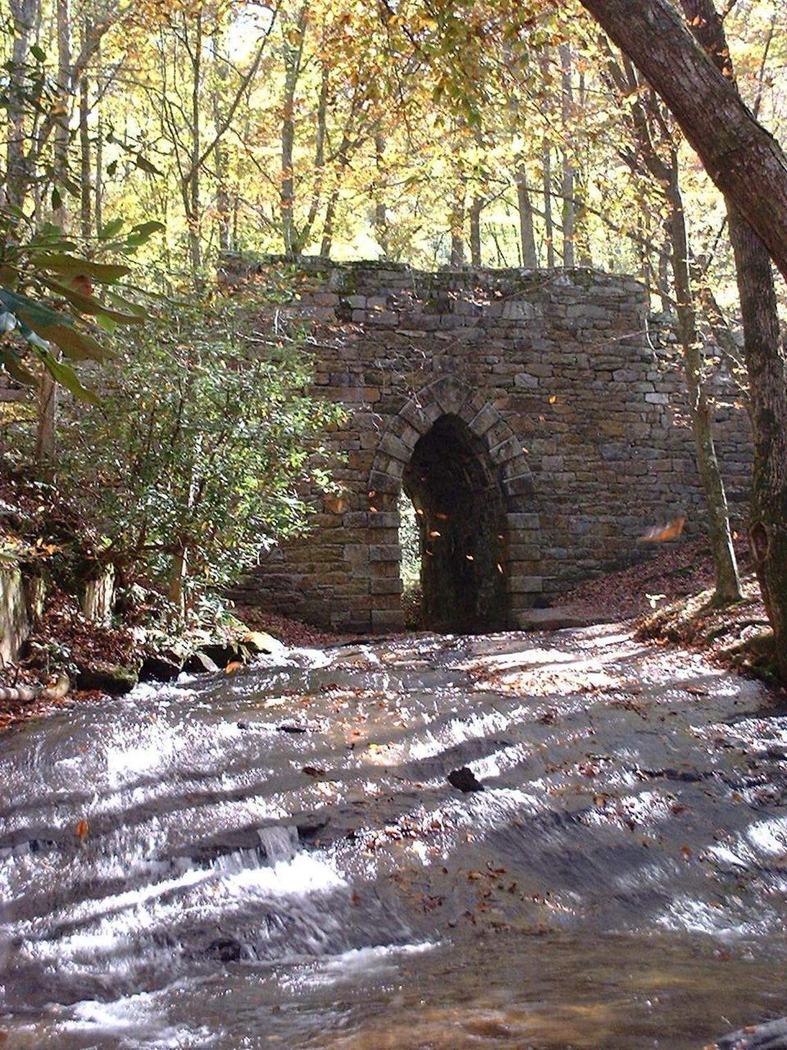 Historians believe that Poinsett Bridge — the oldest surviving bridge in South Carolina — was designed by architect Robert Mills, who also designed the Washington Monument and the S.C. State House. The bridge is located in Jones Gap State Park.