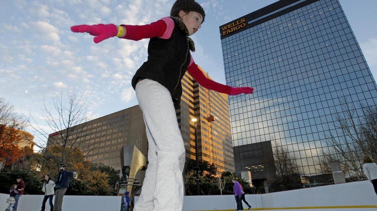 Main Street ice skating rink on Boyd Plaza in downtown Columbia.