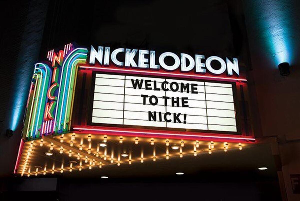 The Nickelodeon Theater’s marquee.